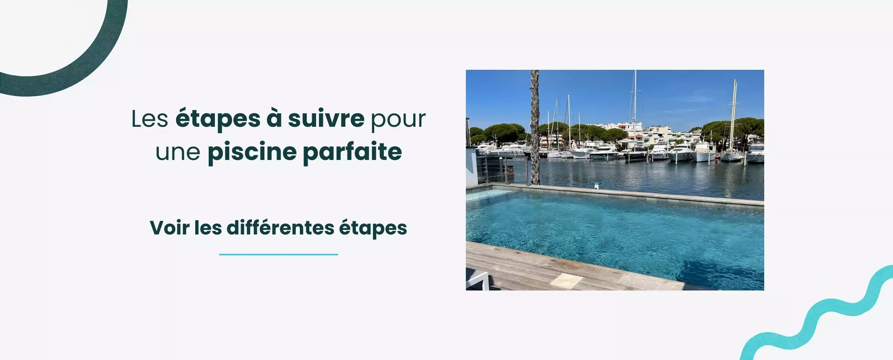 Visuel graphique format ordinateur, étapes d'entretien de piscine